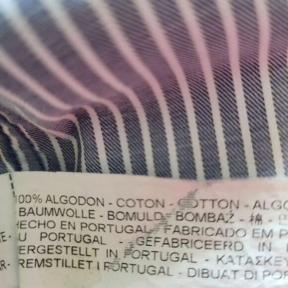 Zara Men's Blue Stripe Tailored Fit Button Up Shirt Cotton Collared Soft Size L - Picture 6 of 6